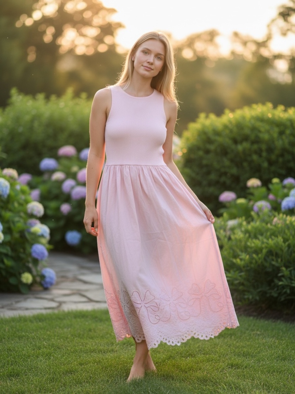 Moon River Light Pink Sleeveless Maxi Dress